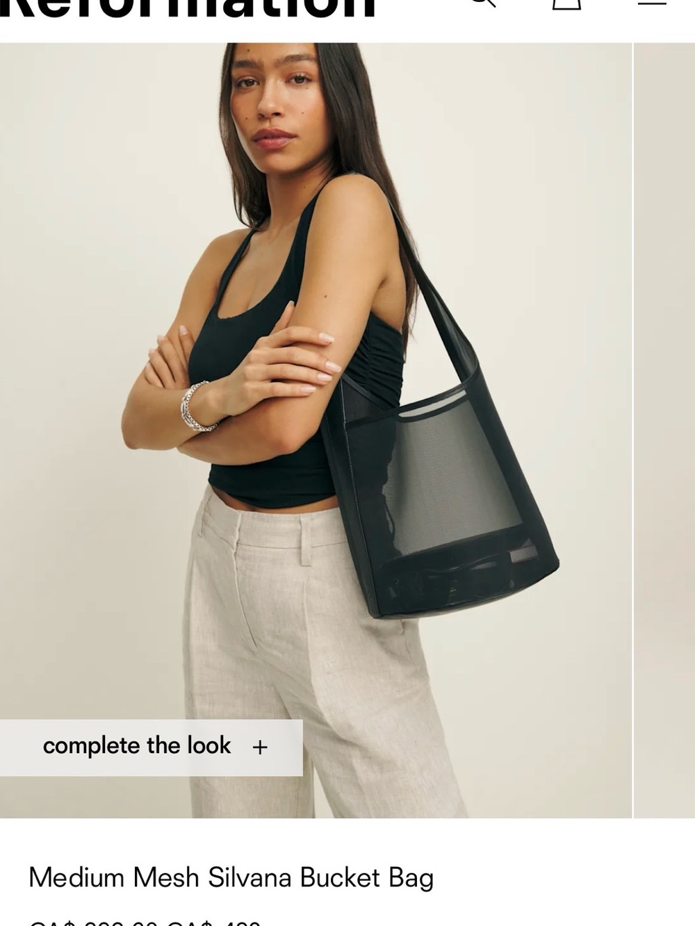 Reformation Silvana Medium Mesh Bucket Bag - Black